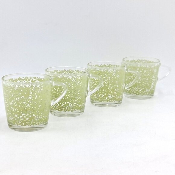 IKEA GODTA Glass Coffee Mug Tea Cup -Patterned Green Set of 4 - Picture 6 of 8